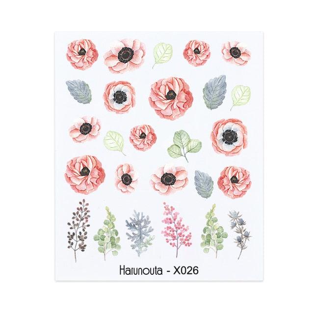 French Line Nail Water Decal Flower Marble Leaf Girl Stickers on Nails Water Ink Transfer Slider Nail Stickers Decor Kids Nails Art Decoration Nail Strips Shiny French Tip Guides Stickers French Nail Stickers Form Fringe Guides Stevvex