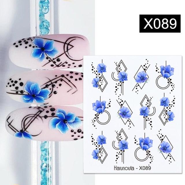 French Line Nail Water Decal Flower Marble Leaf Girl Stickers on Nails Water Ink Transfer Slider Nail Stickers Decor Kids Nails Art Decoration Nail Strips Shiny French Tip Guides Stickers French Nail Stickers Form Fringe Guides Stevvex