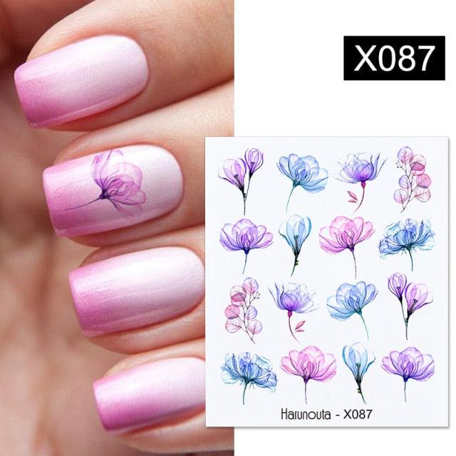 French Line Nail Water Decal Flower Marble Leaf Girl Stickers on Nails Water Ink Transfer Slider Nail Stickers Decor Kids Nails Art Decoration Nail Strips Shiny French Tip Guides Stickers French Nail Stickers Form Fringe Guides Stevvex