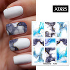 French Line Nail Water Decal Flower Marble Leaf Girl Stickers on Nails Water Ink Transfer Slider Nail Stickers Decor Kids Nails Art Decoration Nail Strips Shiny French Tip Guides Stickers French Nail Stickers Form Fringe Guides Stevvex