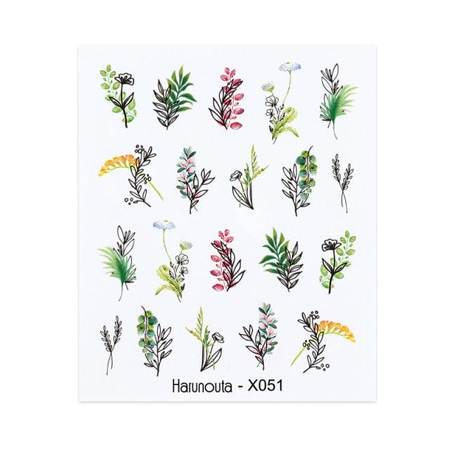French Line Nail Water Decal Flower Marble Leaf Girl Stickers on Nails Water Ink Transfer Slider Nail Stickers Decor Kids Nails Art Decoration Nail Strips Shiny French Tip Guides Stickers French Nail Stickers Form Fringe Guides Stevvex