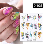 French Line Nail Water Decal Flower Marble Leaf Girl Stickers on Nails Water Ink Transfer Slider Nail Stickers Decor Kids Nails Art Decoration Nail Strips Shiny French Tip Guides Stickers French Nail Stickers Form Fringe Guides Stevvex