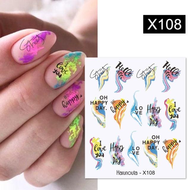 French Line Nail Water Decal Flower Marble Leaf Girl Stickers on Nails Water Ink Transfer Slider Nail Stickers Decor Kids Nails Art Decoration Nail Strips Shiny French Tip Guides Stickers French Nail Stickers Form Fringe Guides Stevvex