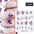 French Line Nail Water Decal Flower Marble Leaf Girl Stickers on Nails Water Ink Transfer Slider Nail Stickers Decor Kids Nails Art Decoration Nail Strips Shiny French Tip Guides Stickers French Nail Stickers Form Fringe Guides Stevvex