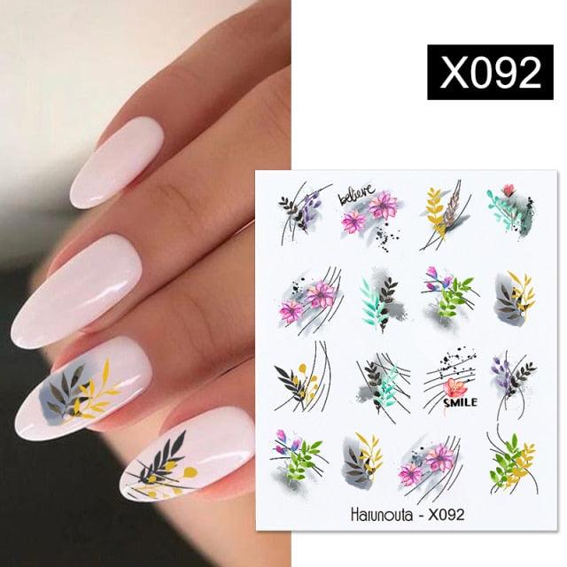 French Line Nail Water Decal Flower Marble Leaf Girl Stickers on Nails Water Ink Transfer Slider Nail Stickers Decor Kids Nails Art Decoration Nail Strips Shiny French Tip Guides Stickers French Nail Stickers Form Fringe Guides Stevvex