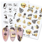 French Line Nail Water Decal Flower Marble Leaf Girl Stickers on Nails Water Ink Transfer Slider Nail Stickers Decor Kids Nails Art Decoration Nail Strips Shiny French Tip Guides Stickers French Nail Stickers Form Fringe Guides Stevvex