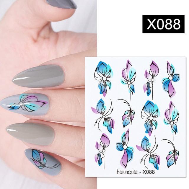French Line Nail Water Decal Flower Marble Leaf Girl Stickers on Nails Water Ink Transfer Slider Nail Stickers Decor Kids Nails Art Decoration Nail Strips Shiny French Tip Guides Stickers French Nail Stickers Form Fringe Guides Stevvex