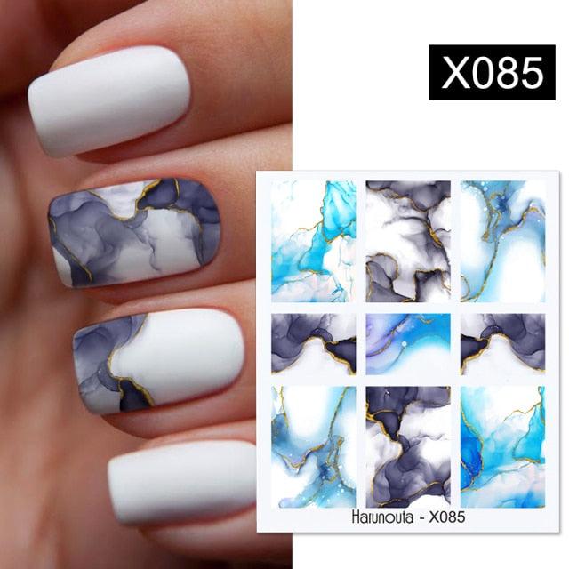 French Line Nail Water Decal Flower Marble Leaf Girl Stickers on Nails Water Ink Transfer Slider Nail Stickers Decor Kids Nails Art Decoration Nail Strips Shiny French Tip Guides Stickers French Nail Stickers Form Fringe Guides Stevvex
