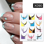 French Line Nail Water Decal Flower Marble Leaf Girl Stickers on Nails Water Ink Transfer Slider Nail Stickers Decor Kids Nails Art Decoration Nail Strips Shiny French Tip Guides Stickers French Nail Stickers Form Fringe Guides Stevvex