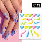 French Line Nail Water Decal Flower Marble Leaf Girl Stickers on Nails Water Ink Transfer Slider Nail Stickers Decor Kids Nails Art Decoration Nail Strips Shiny French Tip Guides Stickers French Nail Stickers Form Fringe Guides Stevvex