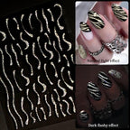 French Rose Gold Striping Tape Nail Design Stripe Lines Geometry 3D Sticker for Nails Gel Polish Sticker Decals for Manicuring Decorations Manicure Stickers Decals Silver Strip Line Nail Decal Self-Adhesive 3D Wave Decal Decoration Metallic Curve Design