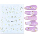 French Rose Gold Striping Tape Nail Design Stripe Lines Geometry 3D Sticker for Nails Gel Polish Sticker Decals for Manicuring Decorations Manicure Stickers Decals Silver Strip Line Nail Decal Self-Adhesive 3D Wave Decal Decoration Metallic Curve Design