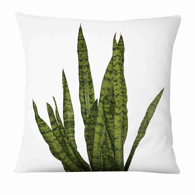 Fresh Green Leaves Digital Printed Pillowcase Home Pillow Decoration Tropical Green Leaves Throw Pillow Cover With Geometric Background Home Decorative Square Cushion Covers Cotton Linen Home Decor 45x45CM Stevvex