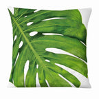 Fresh Green Leaves Digital Printed Pillowcase Home Pillow Decoration Tropical Green Leaves Throw Pillow Cover With Geometric Background Home Decorative Square Cushion Covers Cotton Linen Home Decor 45x45CM Stevvex