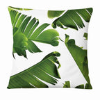 Fresh Green Leaves Digital Printed Pillowcase Home Pillow Decoration Tropical Green Leaves Throw Pillow Cover With Geometric Background Home Decorative Square Cushion Covers Cotton Linen Home Decor 45x45CM Stevvex