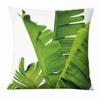 Fresh Green Leaves Digital Printed Pillowcase Home Pillow Decoration Tropical Green Leaves Throw Pillow Cover With Geometric Background Home Decorative Square Cushion Covers Cotton Linen Home Decor 45x45CM Stevvex