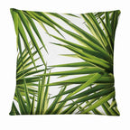 Fresh Green Leaves Digital Printed Pillowcase Home Pillow Decoration Tropical Green Leaves Throw Pillow Cover With Geometric Background Home Decorative Square Cushion Covers Cotton Linen Home Decor 45x45CM Stevvex