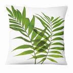 Fresh Green Leaves Digital Printed Pillowcase Home Pillow Decoration Tropical Green Leaves Throw Pillow Cover With Geometric Background Home Decorative Square Cushion Covers Cotton Linen Home Decor 45x45CM Stevvex