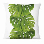 Fresh Green Leaves Digital Printed Pillowcase Home Pillow Decoration Tropical Green Leaves Throw Pillow Cover With Geometric Background Home Decorative Square Cushion Covers Cotton Linen Home Decor 45x45CM Stevvex