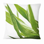Fresh Green Leaves Digital Printed Pillowcase Home Pillow Decoration Tropical Green Leaves Throw Pillow Cover With Geometric Background Home Decorative Square Cushion Covers Cotton Linen Home Decor 45x45CM Stevvex