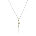 Freshwater Pearl Bar Necklace Sterling Silver Dainty Minimal 20in Chain 1.75in BandsCo Straps