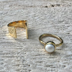 Freshwater Pearl Bombshell Ring Gold-Plated Recycled Metal Band Statement BandsCo Straps