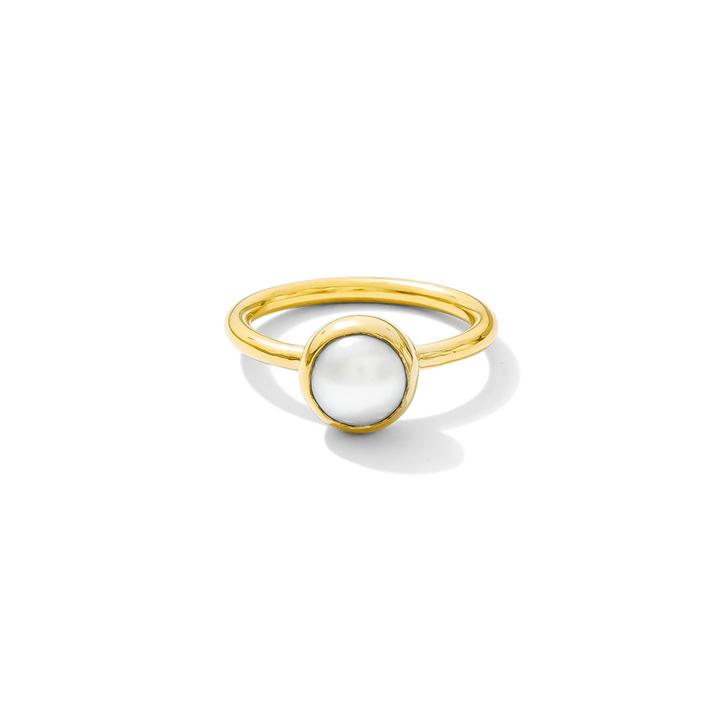 Freshwater Pearl Bombshell Ring Gold-Plated Recycled Metal Band Statement BandsCo Straps