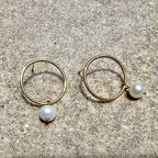 Freshwater Pearl Circle Earrings Gold Plated Recycled Shell Handmade BandsCo Straps
