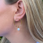 Freshwater Pearl Circle Earrings Gold Plated Recycled Shell Handmade BandsCo Straps
