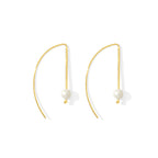 Freshwater Pearl Hook Earrings Gold Plated Recycled Shell Minimalist Jewelry BandsCo Straps