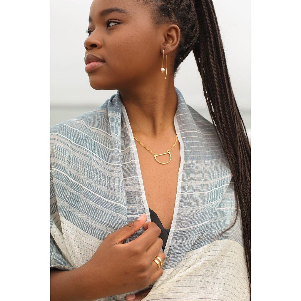 Freshwater Pearl Hook Earrings Gold Plated Recycled Shell Minimalist Jewelry BandsCo Straps
