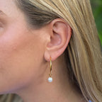 Freshwater Pearl Hoop Earrings Gold Plated Recycled Shell Brass Minimal BandsCo Straps