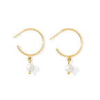 Freshwater Pearl Hoop Earrings Gold Plated Recycled Shell Brass Minimal BandsCo Straps