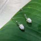 Freshwater Pearl Teardrop Earrings Sterling Silver Leaf Detail 1.5in Handmade BandsCo Straps