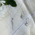 Freshwater Pearl Teardrop Earrings Sterling Silver Leaf Detail 1.5in Handmade BandsCo Straps