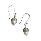 Freshwater Pearl Teardrop Earrings Sterling Silver Leaf Detail 1.5in Handmade BandsCo Straps