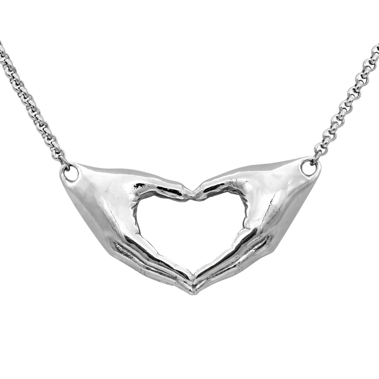 Friendship Heart Hands Necklace Sterling Silver Gift