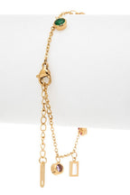 Fringe Stone Bracelet Gold Plated Dainty Adjustable Chain