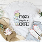 Froggy Before Coffee Tee Peachy Sunday
