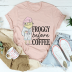 Froggy Before Coffee Tee Peachy Sunday