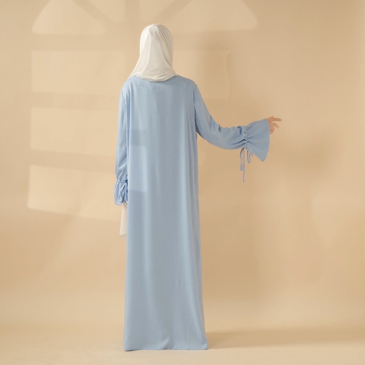 Front Bowknot Ribbon Tie Abaya With Ruffle Sleeves (MOA117)