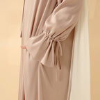 Front Bowknot Ribbon Tie Abaya With Ruffle Sleeves (MOA117)