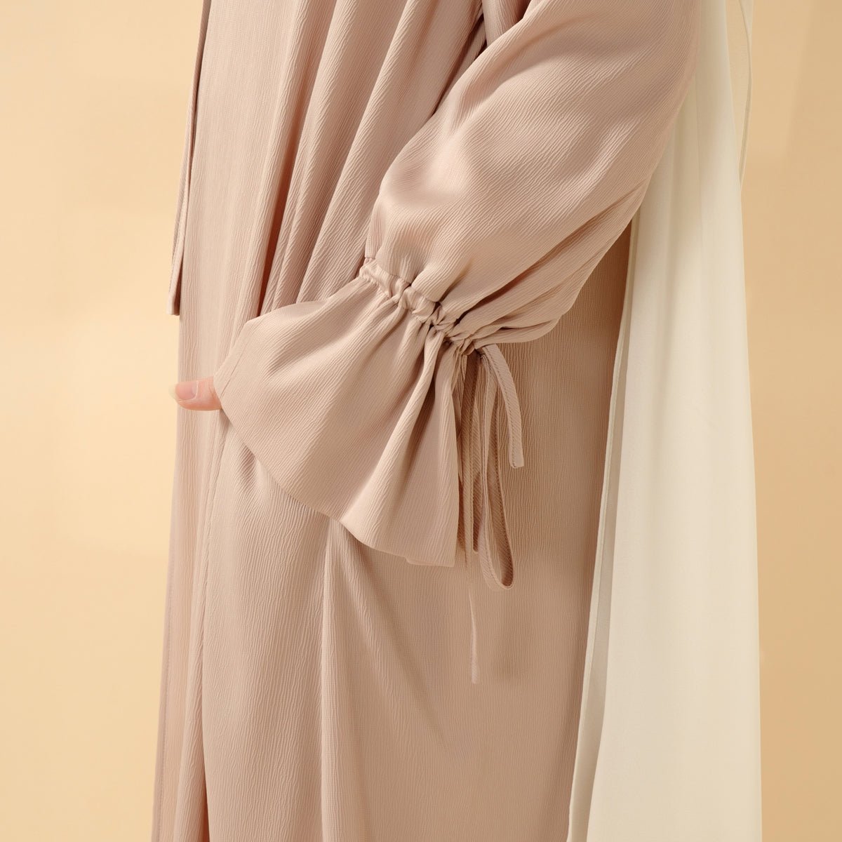 Front Bowknot Ribbon Tie Abaya With Ruffle Sleeves (MOA117)