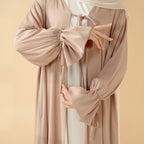 Front Bowknot Ribbon Tie Abaya With Ruffle Sleeves (MOA117)