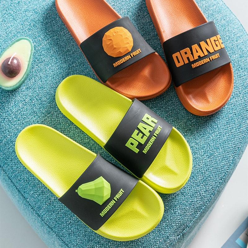 Fruit Home Women Slippers Banana Summer Indoor Flats Orange Bathroom Slides Non Slip Fruit Slippers Soft Slide Sandals Non-Slip Bath Shower Slippers Stevvex