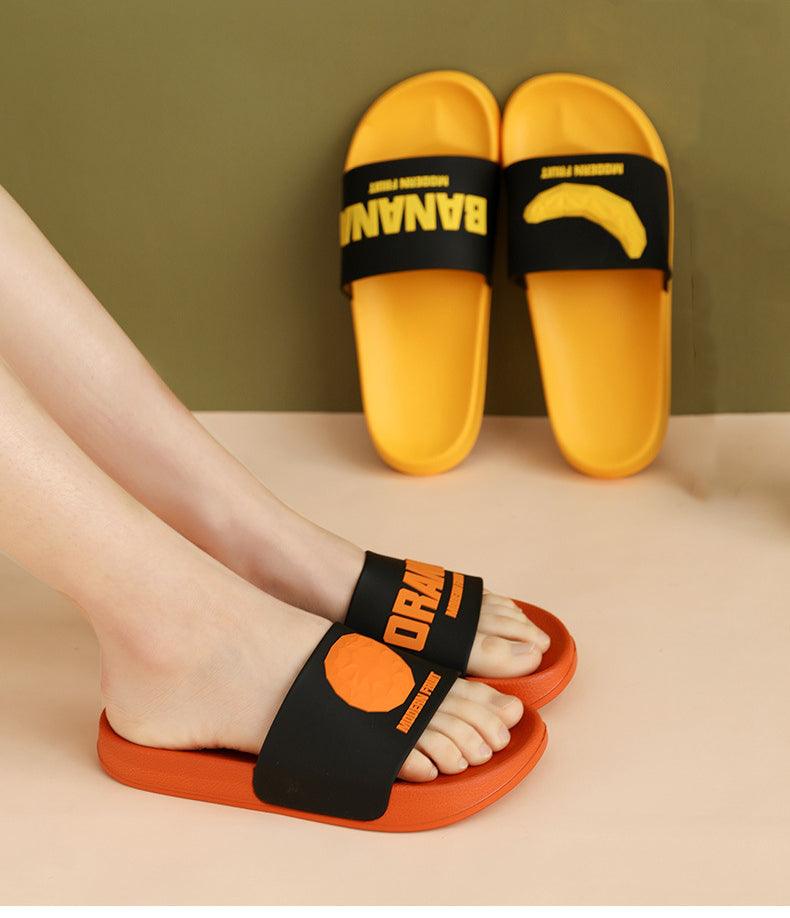 Fruit Home Women Slippers Banana Summer Indoor Flats Orange Bathroom Slides Non Slip Fruit Slippers Soft Slide Sandals Non-Slip Bath Shower Slippers Stevvex