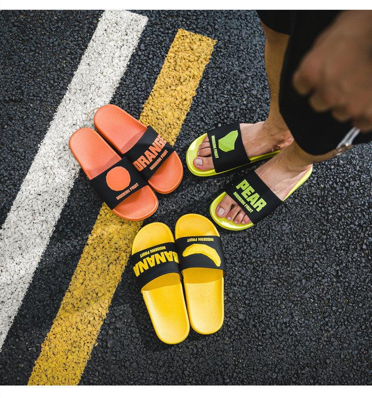 Fruit Home Women Slippers Banana Summer Indoor Flats Orange Bathroom Slides Non Slip Fruit Slippers Soft Slide Sandals Non-Slip Bath Shower Slippers Stevvex