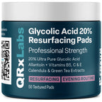 QRxLabs Glycolic Acid 20% Resurfacing Pads for Face & Body with Vitamins B5 C & E Green Tea Calendula Allantoin - Exfoliates Surface Skin and Reduces Fine Lines and Wrinkles - Peel Pads