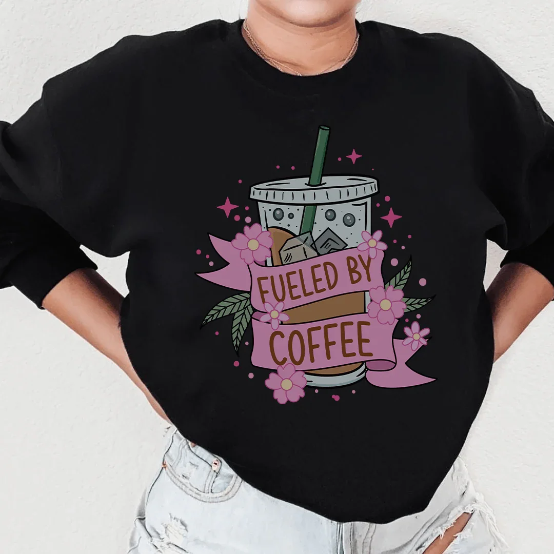 Fueled By Coffee Sweatshirt Peachy Sunday
