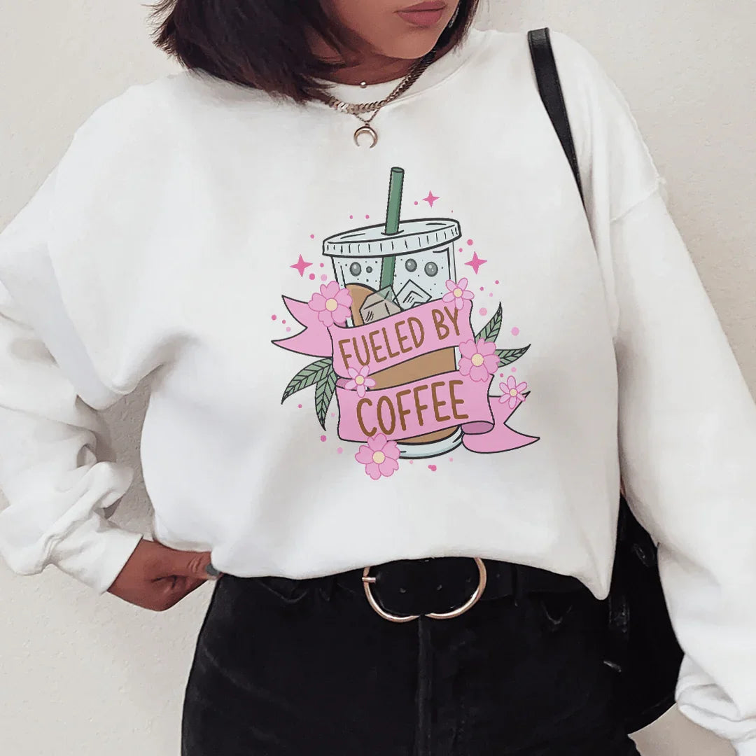 Fueled By Coffee Sweatshirt Peachy Sunday